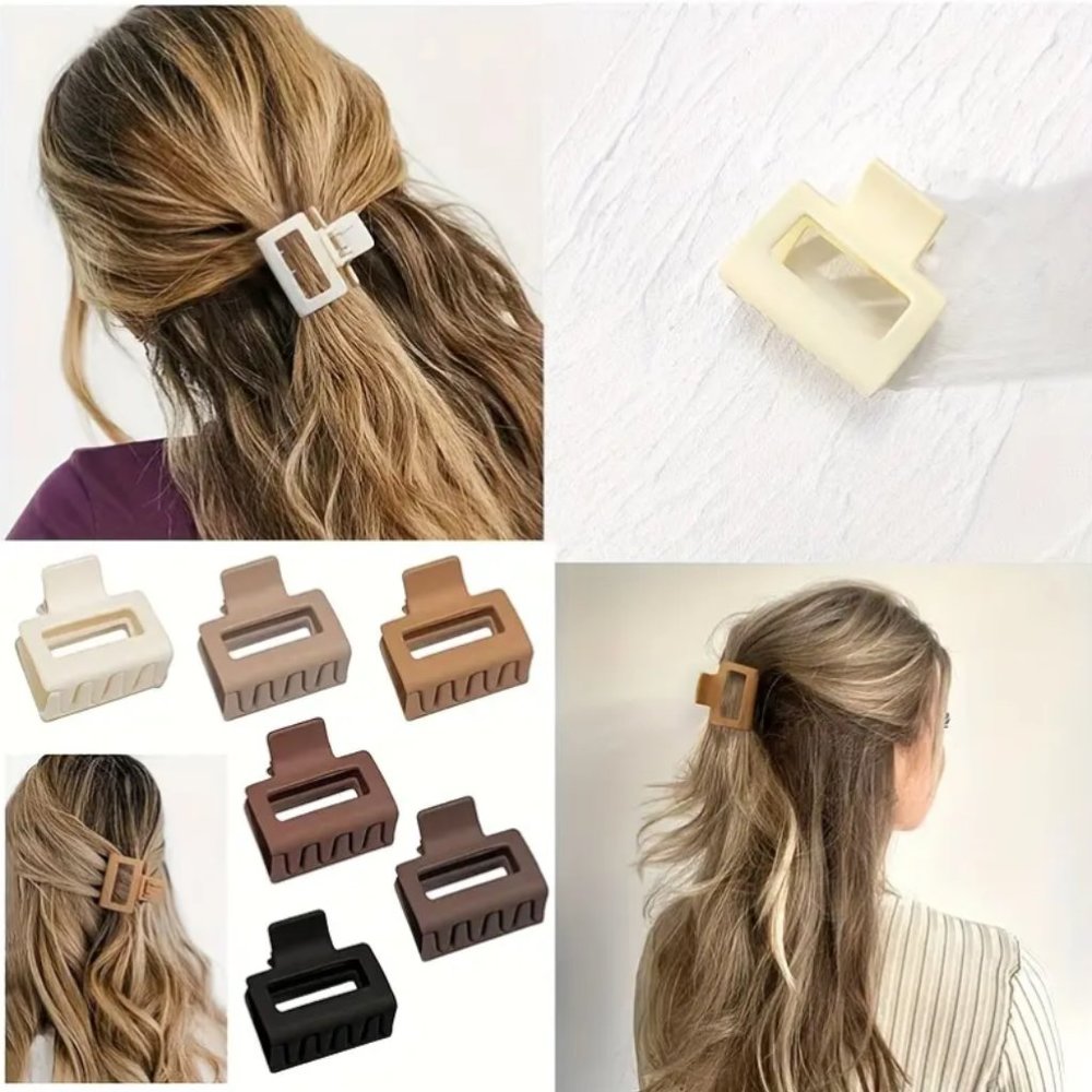 6PCS Matte Hair Claw, Rectangular Small Clip For Thin/medium Thick Hair - Picture 5 of 6